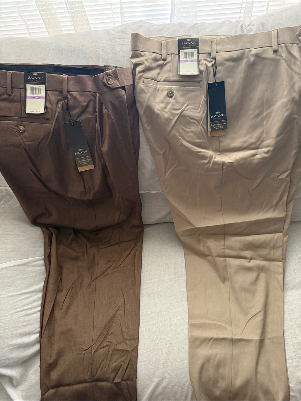 Savane Men’s Pleated Dress Pants - Brown & Khaki  Lot of 2